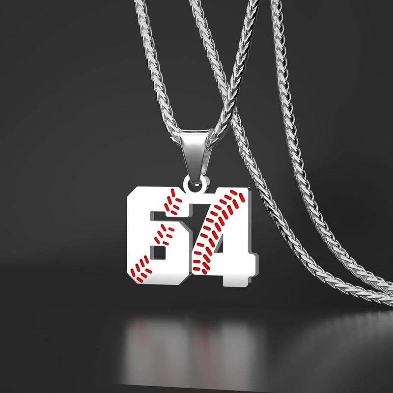 Wikavanli Personalized Baseball Jersey Number 00-99 Necklace - Stainless Steel Baseball Chain Pendant Necklace - Team Jewelry Gift for Boys, Girls, Men, Women - Image 2
